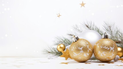Fototapeta na wymiar Christmas background with balls and snowflakes