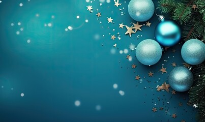 Fototapeta na wymiar Blue christmas balls on the snow