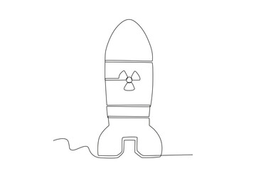 A nuclear weapon prepares to be detonated. Nuclear weapon one-line drawing