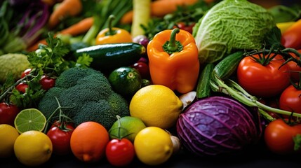 A pile of fresh fruits and vegetables on a table, vegan January challenge.