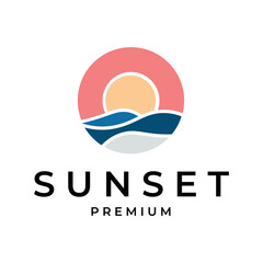 sunset logo vector symbol illustration design
