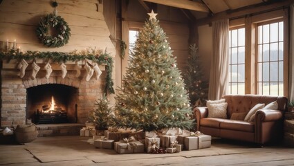 Fototapeta na wymiar Christmas Tree Decoration Background