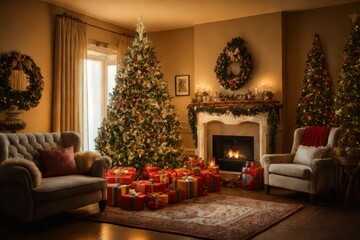 Fototapeta na wymiar Christmas Tree Decoration Background