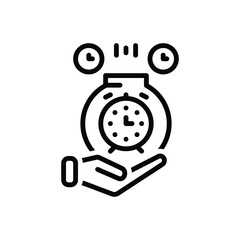 Black line icon for time saving 