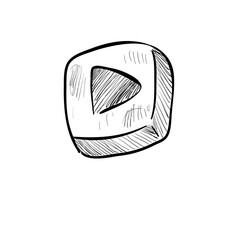 Play button icon handdrawn illustration