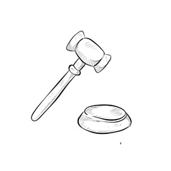 judge's gavel handdrawn illustration