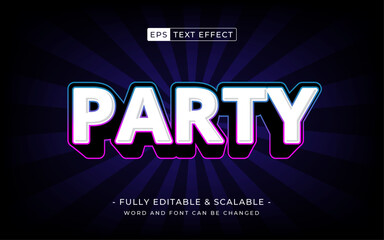party 3d text effect and editable text, template 3d style