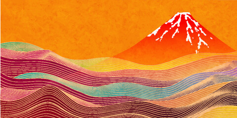 富士山　新年　年賀状　背景