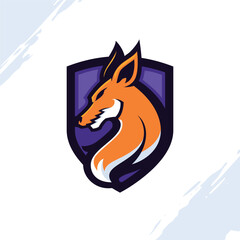 Shield and Fox Head Gaming Mascot Logo