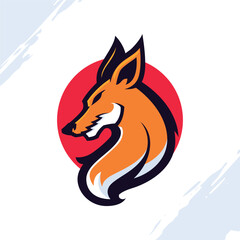 Red Sun Fox Head Gaming Mascot Logo