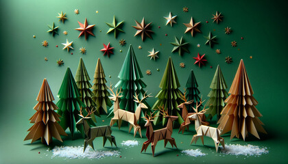 Origami style Christmas background