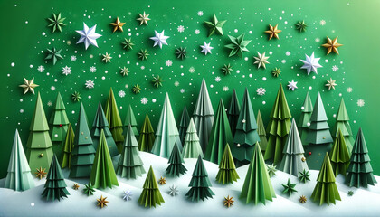 Origami style Christmas background