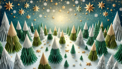 Origami style Christmas background