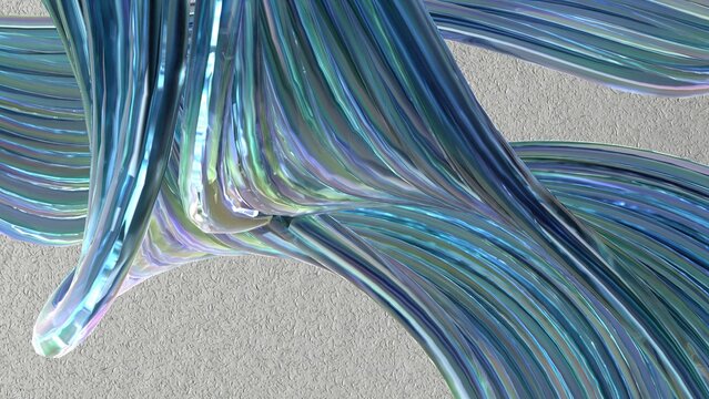 Elegant and Modern 3D Rendering Abstract Background with Transparent Wavy Contemporary Bezier Curve Artistry Glass © SJYG