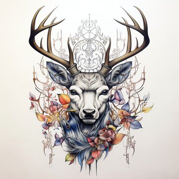 deer skull with horns