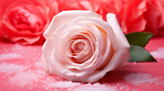 pink rose with drops HD 8K wallpaper Stock Photographic Image 