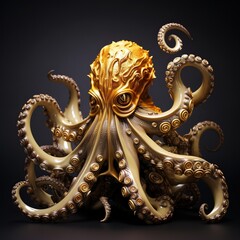 Obraz premium Golden Octopus Intrigue