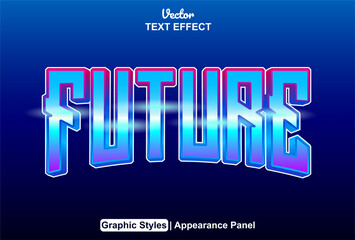 future text effect with a futuristic style in blue and editable