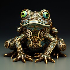 Intricate frog depictions with fine art craftsmanship