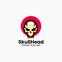 Vector Logo Illustration Skull Head Simple Mascot Style