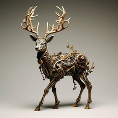 Sculptural deer illustrations in various media