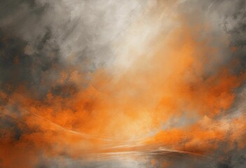 AI generated illustration of a scenic painting of gray and orange clouds