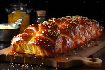 Hanukkah holiday challah bread, - obrazy, fototapety, plakaty