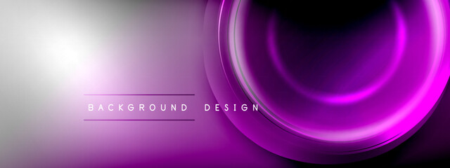 Circles lines and bubbles on bright glowing effect gradient with light and shadow effects. Dynamic interplay of light, shadow and depth. Futuristic and rhythmic technology design