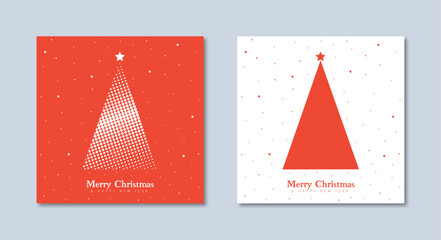 vector Merry Christmas and Happy New Year greeting card set with trees xmas icon. Modern Christmas design with minimal art banner, poster, wallpaper