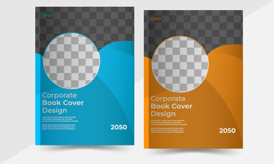 collection of modern graphic design book cover layout template with geometric graphic elements and space for photo background in A4 size.