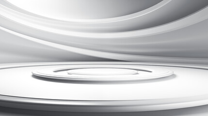 Fototapeta premium Abstract white and gray color background with circle shape and wave line pattern, 3D illustration.