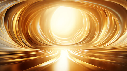 Abstract white and glod color background with wave line pattern and round shape, 3D illustration.