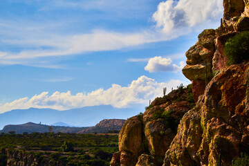 Stone monolith in the shape of a deformed face, mountains in Zimapan Hidalgo