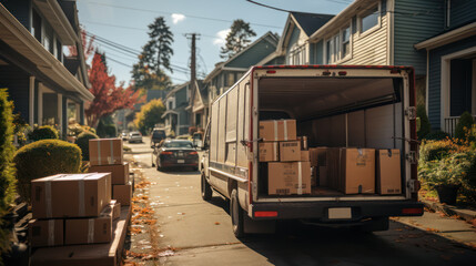 truck box full of furniture boxes for house moving
