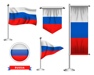 vector set of the national flag of russia in various creative designs