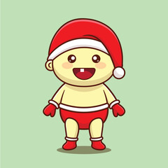 cute baby use santa costume christmas cartoon vector illustration