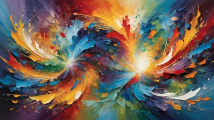 Photo sur Plexiglas Mélange de couleurs Brushstrokes of Brilliance: A Mesmerizing Abstract Masterpiece