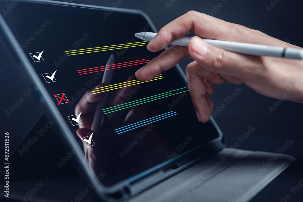 Poster digital guarantee checkmark, business checking quality assurance standardization, certification. com