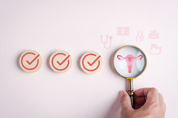 Checkup uterus reproductive system , women's health, PCOS, ovary cancer treatment and examine, Healthy feminine concept.