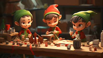 Santa's little helpers making toys