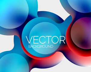 Beautiful flowing round shapes and circles abstract background. Liquid color bubble composition