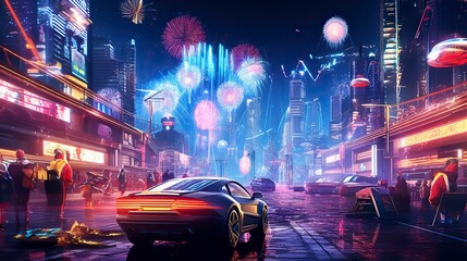 A New Years fireworks display ,Fireworks at Night ,Colorful firework - obrazy, fototapety, plakaty