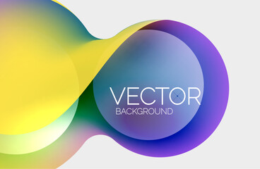 Beautiful flowing round shapes and circles abstract background. Liquid color bubble composition