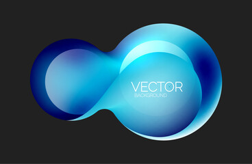 Beautiful flowing round shapes and circles abstract background. Liquid color bubble composition