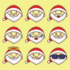 santa claus emoticon christmas cartoon vector illustration