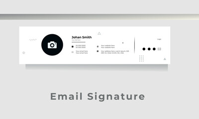 Modern and minimalist email signature or email footer template in white color  - obrazy, fototapety, plakaty