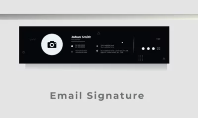 Foto op Plexiglas Modern and minimalist email signature or email footer template in black color  © Ahmz