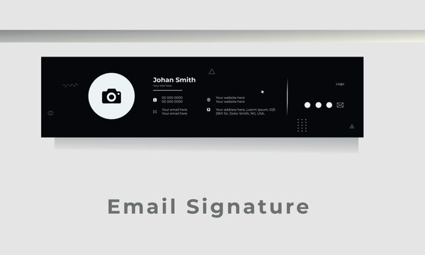 Modern and minimalist email signature or email footer template in black color 