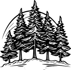 Hand-drawn Camping Adventure Vintage Forest Outline icon