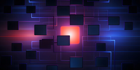 Black and Blue Abstract 3d Background with Blue and Purple Square